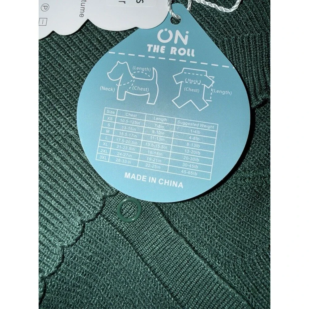 On the Roll Green Acrylic XL Dog Sweater Warm Winter Apparel